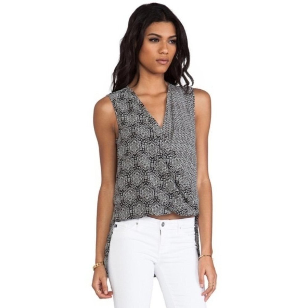 BCBG Max Azria Meaghan Drape Front Patterned Tank
